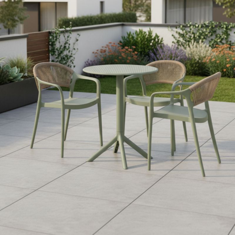 Záhradný stôl, zelený, 60x60 cm z plastu