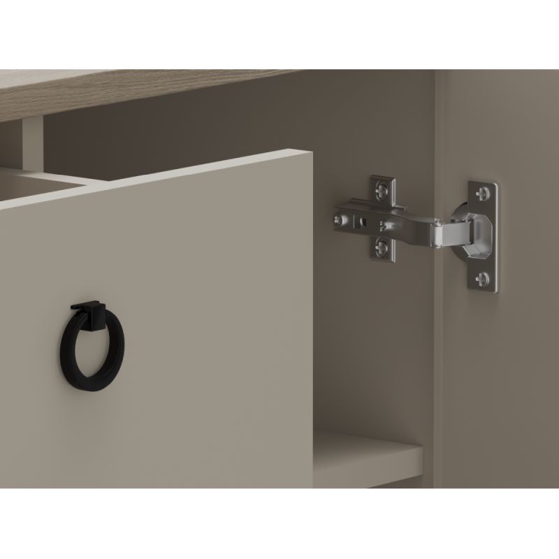 Komoda 2D1S, sivohnedá Taupe, dub silverjack, kombinovaná