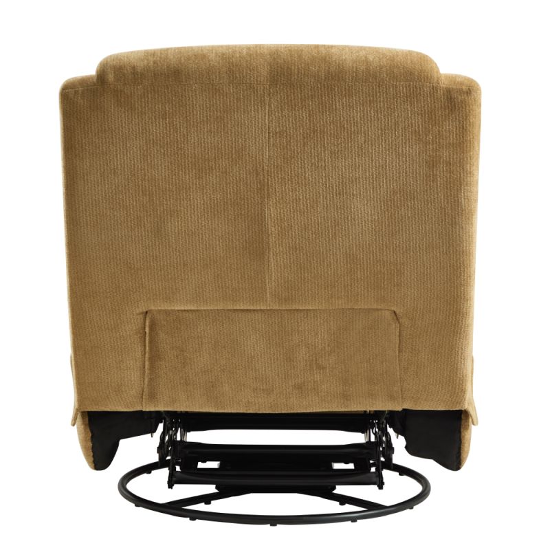 Luxusné otočné relaxačné kreslo, horčicová látka, hojdacia funkcia