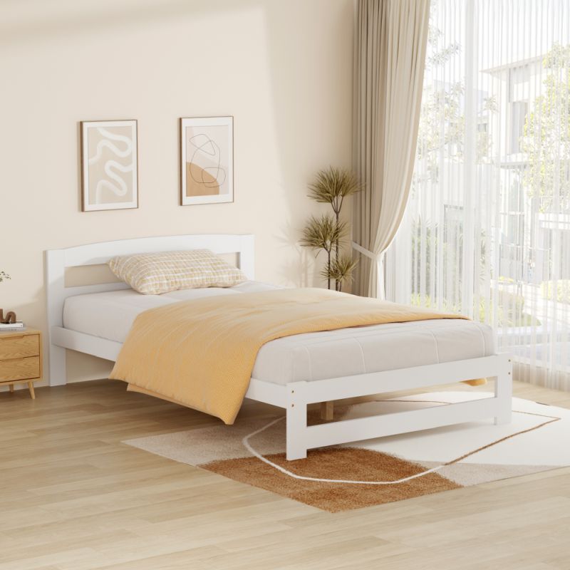 Posteľ 120x200 s roštom, biela, borovicové drevo