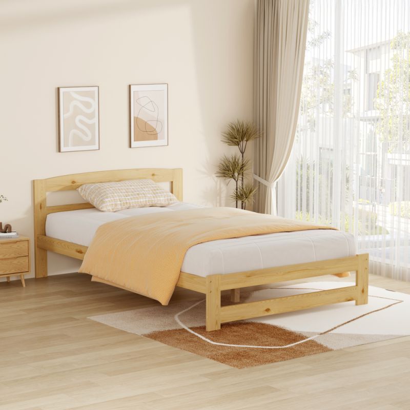 Posteľ 120x200 s roštom, prírodná, borovicové drevo