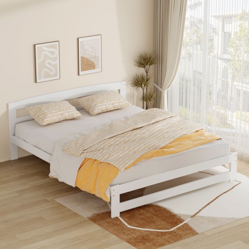 Posteľ 160x200 s roštom, biela, borovicové drevo