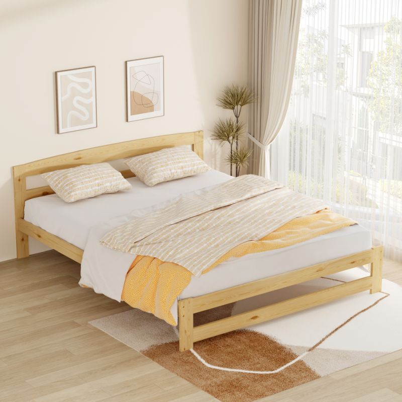 Posteľ 160x200 s roštom, prírodná, borovicové drevo