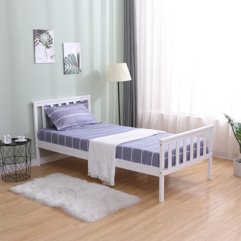 Praktická posteľ 90x200 s roštom, biela, borovicové drevo