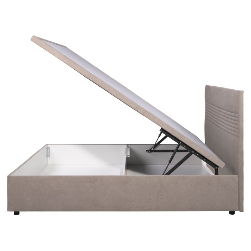 Manželská posteľ, 160x200, s úložným priestorom, béžová látka