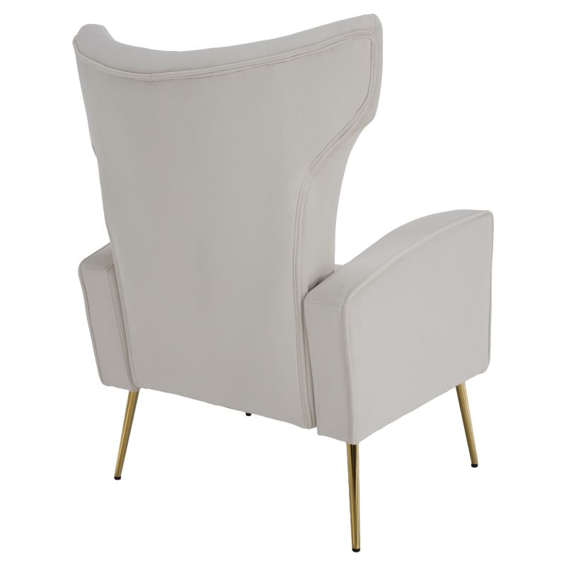 Nadčasové relaxačné kreslo, béžová Velvet látka, zlaté nohy