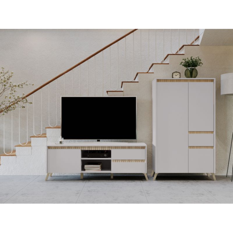 Štýlový TV stolík RTV1K2So, kašmír, dub sonoma