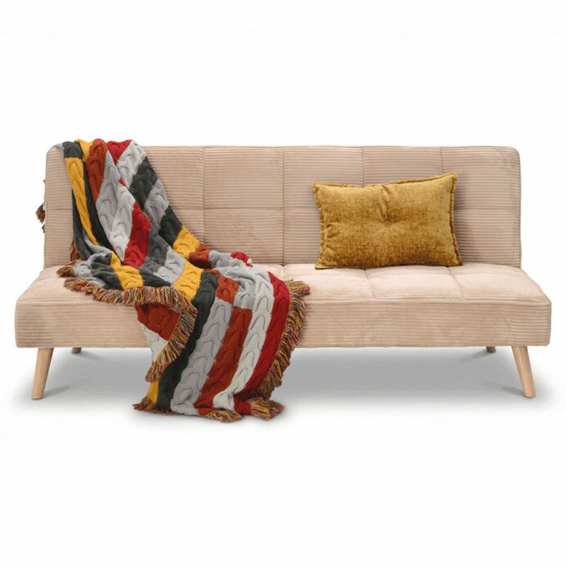 Moderná trojmiestna rozkladacia pohovka, krémová, látka