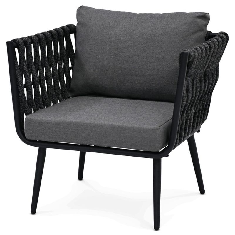 Záhradná zostava, 1+3, kov, sklo, látka, sivá