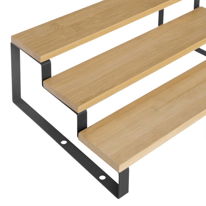 Set poličiek, bambus prírodná, čierny kov