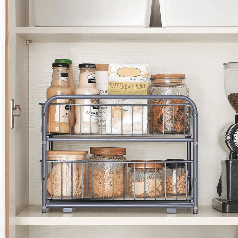 Kovový organizér, strieborný, 2 zásuvky