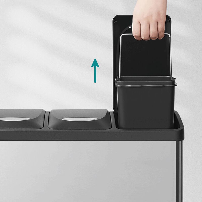 Odpadkový kôš, strieborný, s pedálmi, 3×8 l