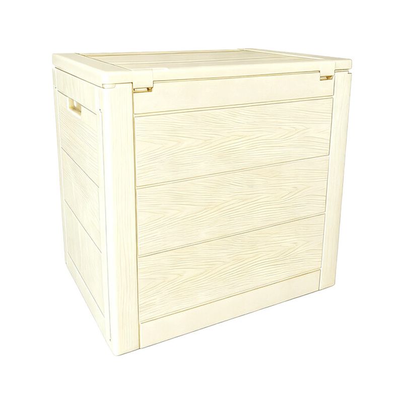 Záhradný úložný box, béžový, 120 l, s dekorom dreva
