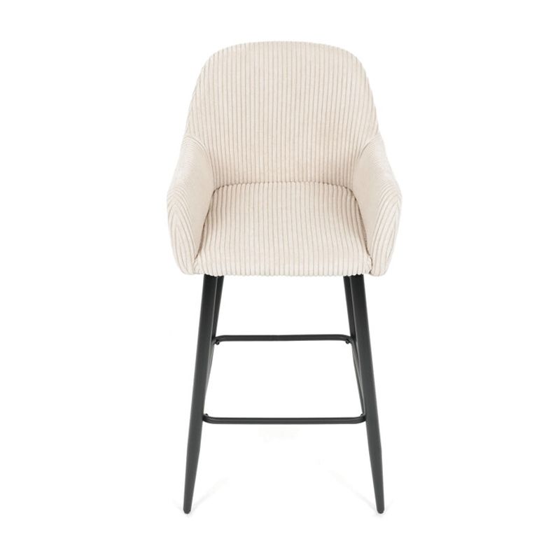 Moderná barová stolička, béžová manšestrová látka