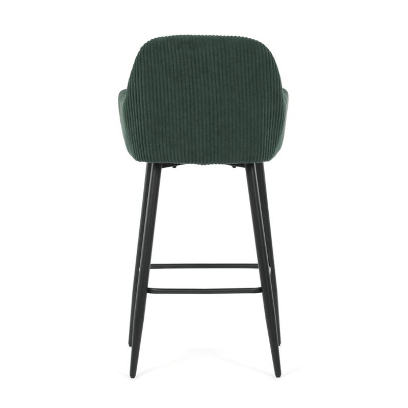 Moderná barová stolička, zelená manšestrová látka