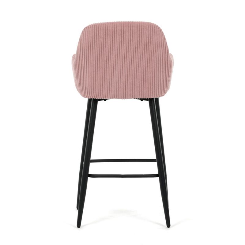 Moderná barová stolička, ružová manšestrová látka