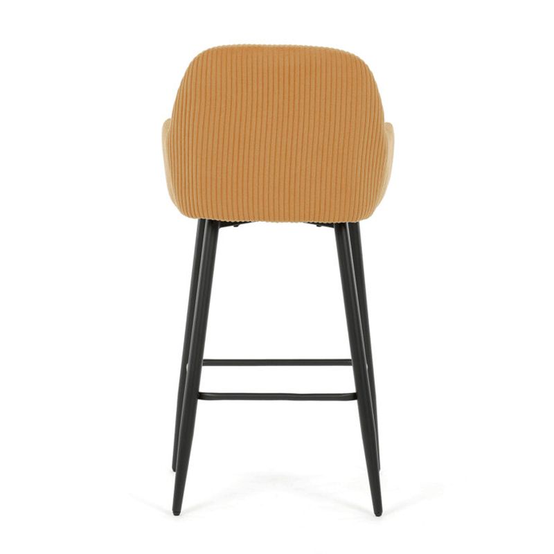 Moderná barová stolička, žltá manšestrová látka