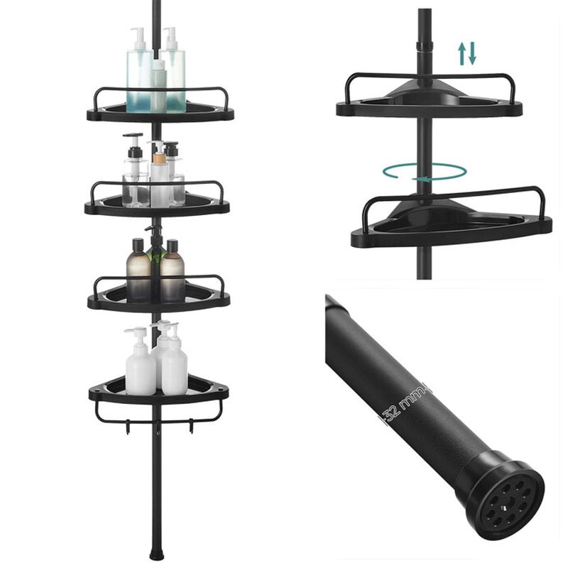 Kúpeľňová rohová polica čierna, plast