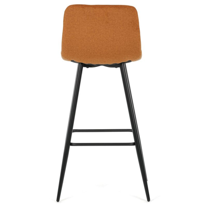 Barová stolička žltá látka, štvornohá kovová podnož