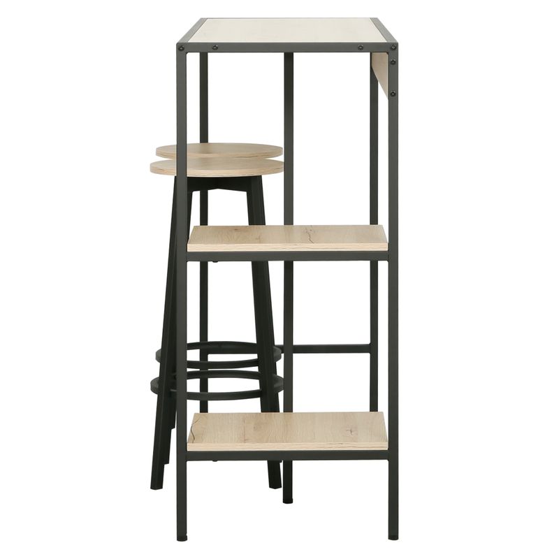 Barový set 1+2 v industriálnom štýle, dub a čierny kov