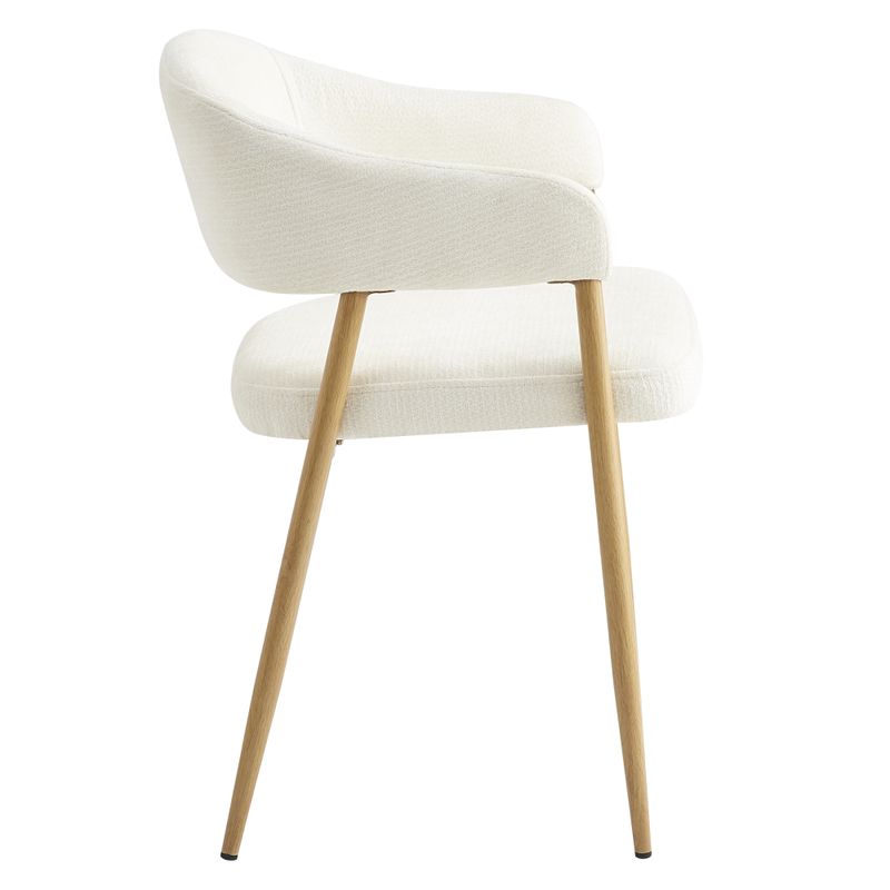 Dizajnové jedálenské kreslo krémové s kovovými nohami v dekore buk