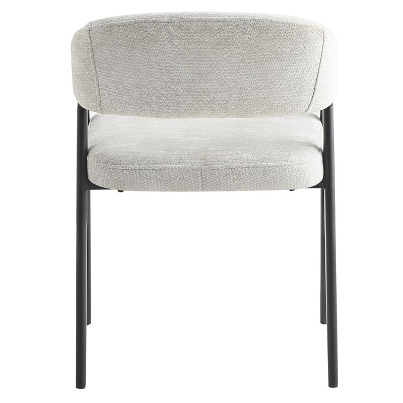 Dizajnové jedálenské kreslo svetlosivá látka s čiernymi kovovými nohami