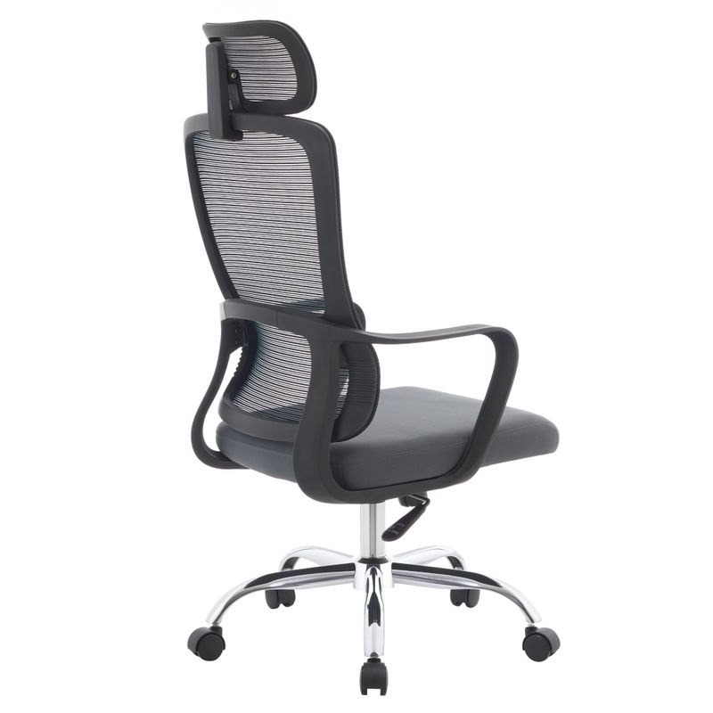 Kancelárske kreslo sivé s čiernou sieťovinou a chrómovou podstavou