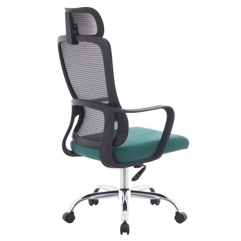 Kancelárske kreslo, zelené s čiernou sieťovinou a chrómovou podstavou