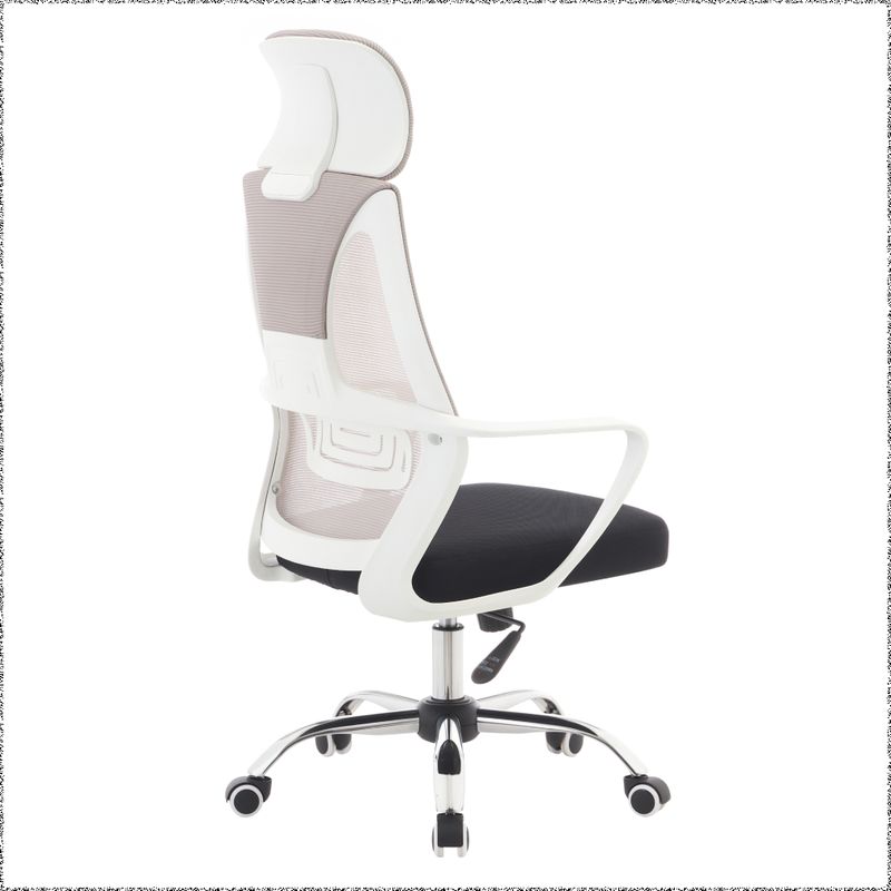 Kancelárske kreslo, čierne so sivou sieťovinou a bielymi detailmi