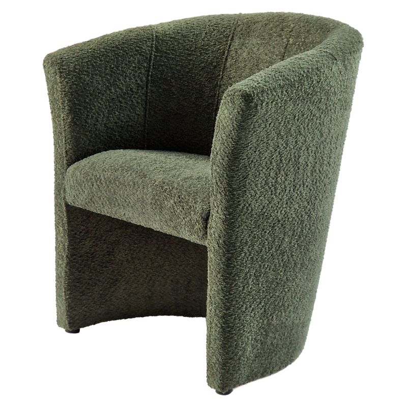 Moderné klubové kreslo, zelené v látke Coral Boucle