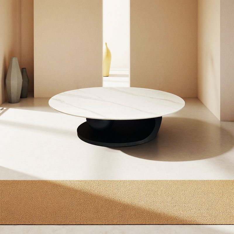 Luxusný konferenčný stolík, s imitáciou mramoru, čierno-biely