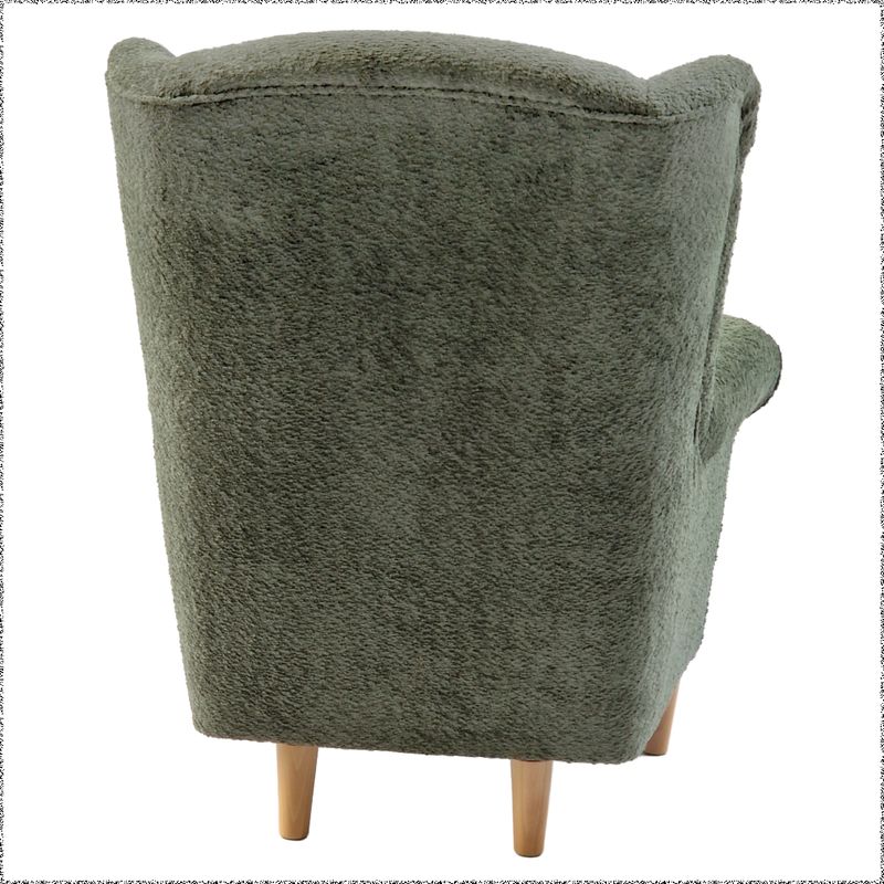 Dizajnový ušiak, zelený v látke Coral Bouclé