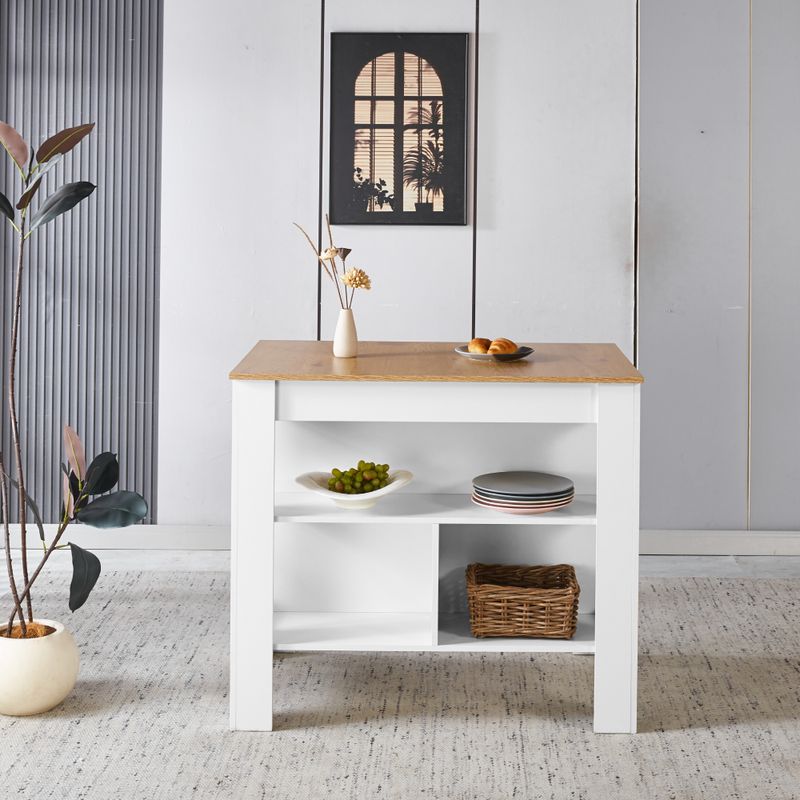 Kuchynský ostrovček, dub, biely, s otvorenými policami