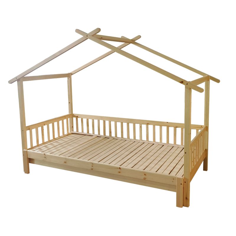 Montessori posteľ rozkladacia 90-180x200 cm, prírodná, masív