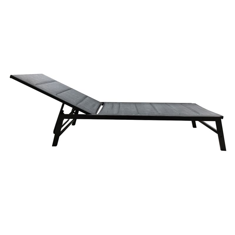 Polohovacie záhradné lehátko, čierne, kov, látka