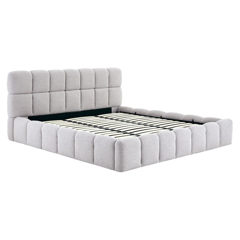 Manželská posteľ 180 s roštom, sivá látka Bouclé