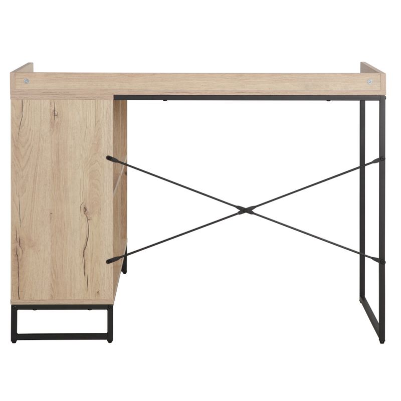 Štýlový rohový pracovný stôl, dub, čierny