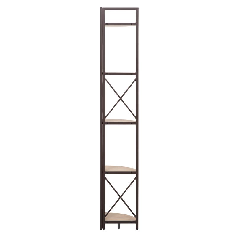 Rohový regál s policami, dub, čierny