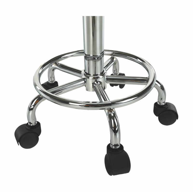 Stolička-taburet, biely plast, chróm