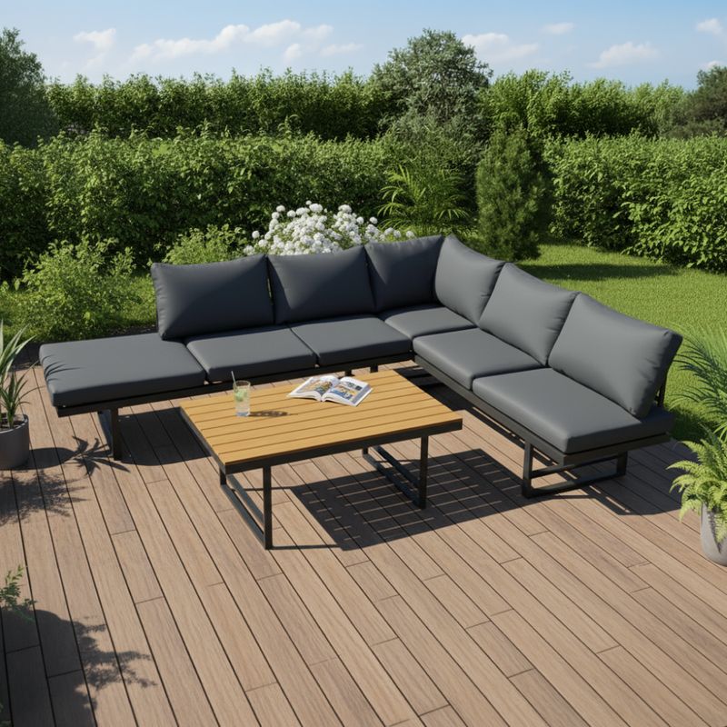 Modulárny záhradný set, čierny, tmavosivý, prírodný