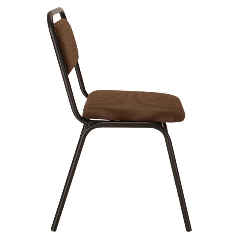 Zasadacia stolička stohovateľná, hnedá látka, čierny kov