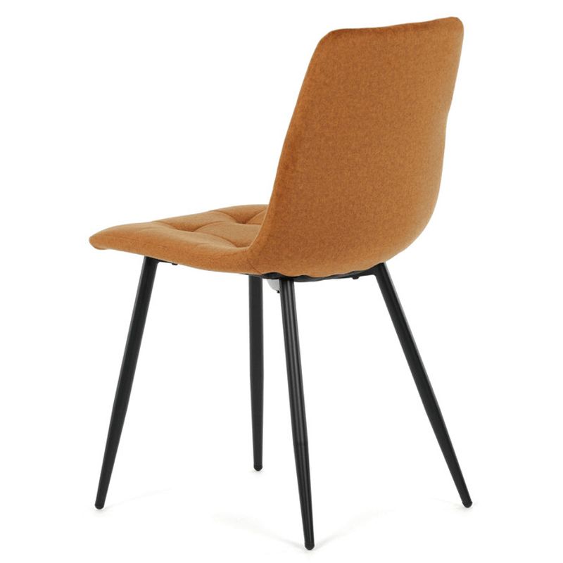 Čalúnená jedálenská stolička, žltá látka, čierny kov