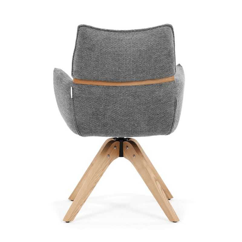 Elegantná jedálenská stolička sivá látka, 360° vratný mechanizmus, masív jaseň