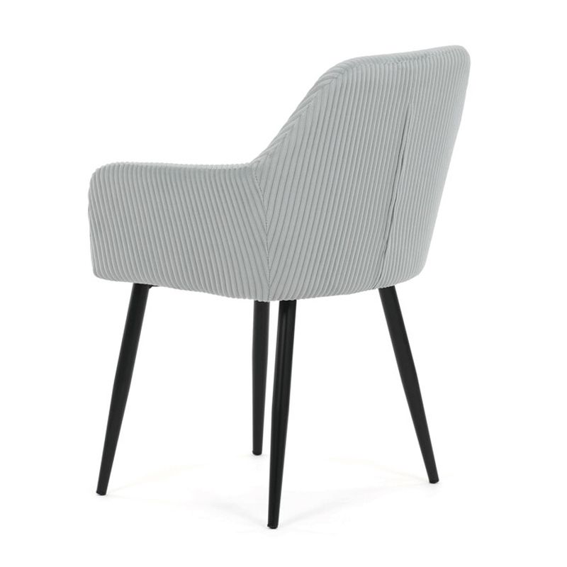 Jedálenská stolička modrá s menčestrovou látkou a čiernymi kovovými nohami