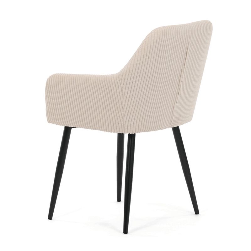 Jedálenská stolička krémová s menčestrovou látkou a čiernymi kovovými nohami