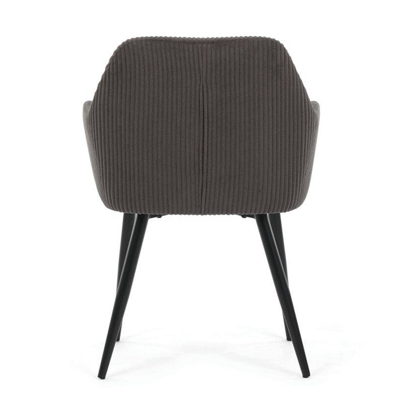 Jedálenská stolička sivá s menčestrovou látkou a čiernymi kovovými nohami