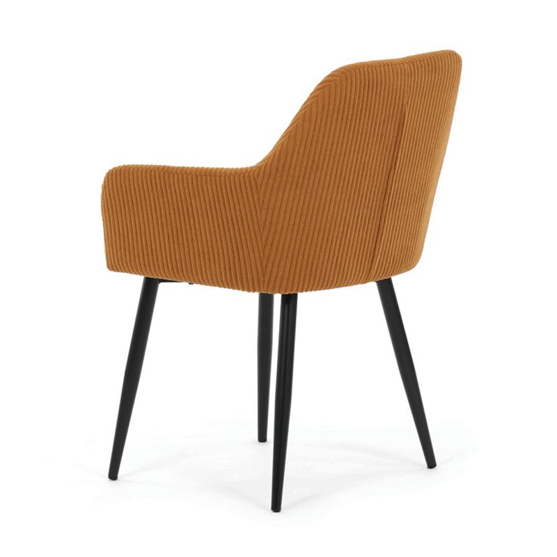 Jedálenská stolička žltá s menčestrovou látkou a čiernymi kovovými nohami