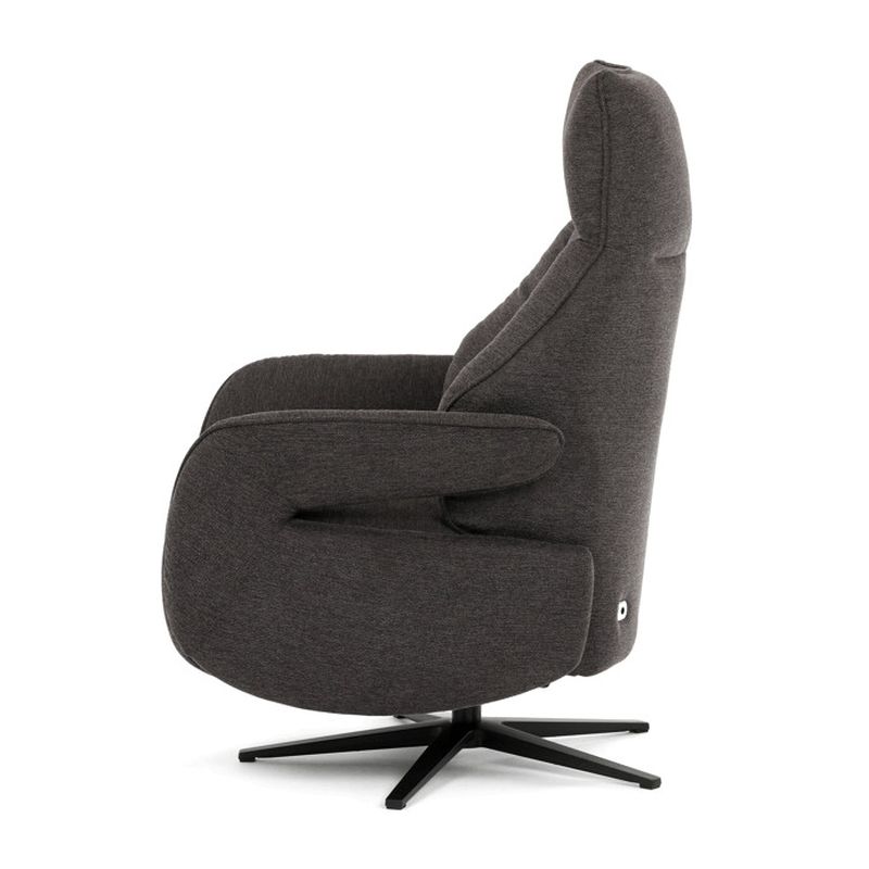 Luxusné elektrické relaxačné kreslo, hnedá látka, s otočnou funkciou