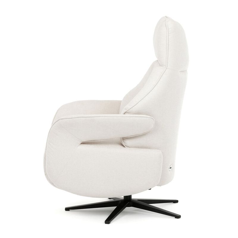 Luxusné elektrické relaxačné kreslo, krémová látka, s otočnou funkciou