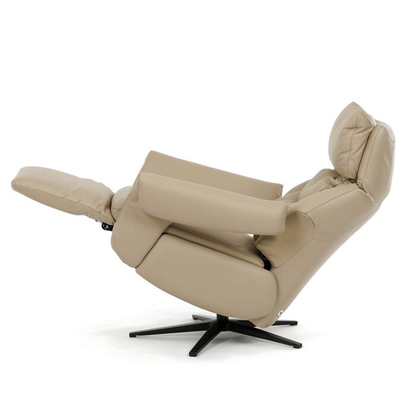 Luxusné krémové kožené relaxačné kreslo s elektrickým polohovaním